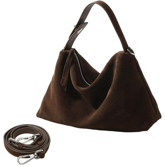 Suede Tote Bags for Women Suede Purse Handbag Vintage Slouchy Hobo Shoulder